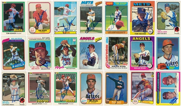 1973-1982 Assorted Brands Nolan Ryan and Tom Seaver Signed Cards Collection (21) (Beckett PreCert)